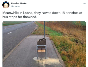 Latvian bus stop benches